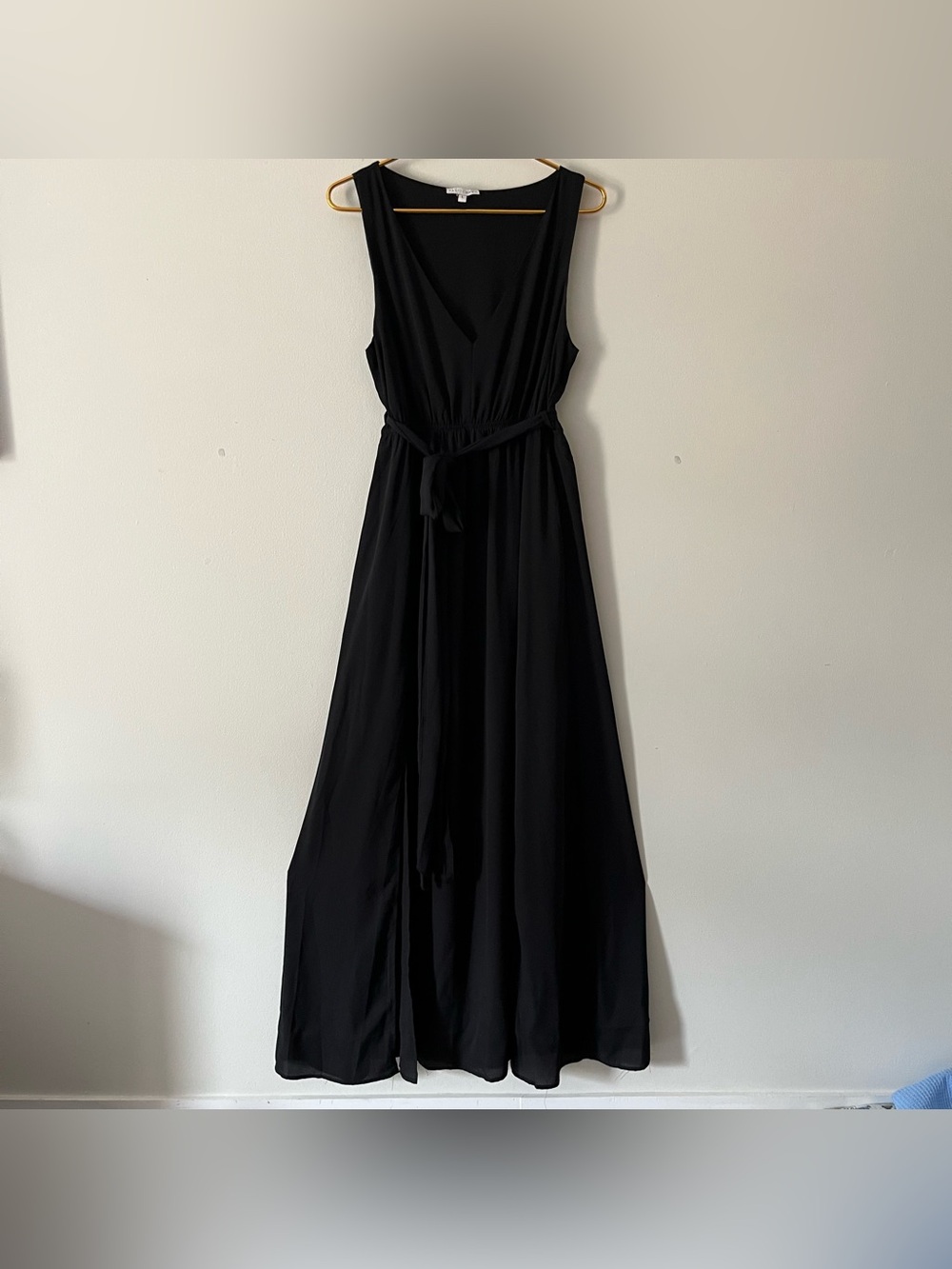 Baltic Born Black Hera Sleeveless V-Neck Flowy Maxi Dress Fall Wedding Guest L